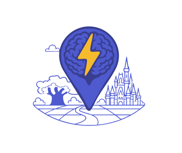 Lightning Brain mark: a map pin with a brain and lightning bolt